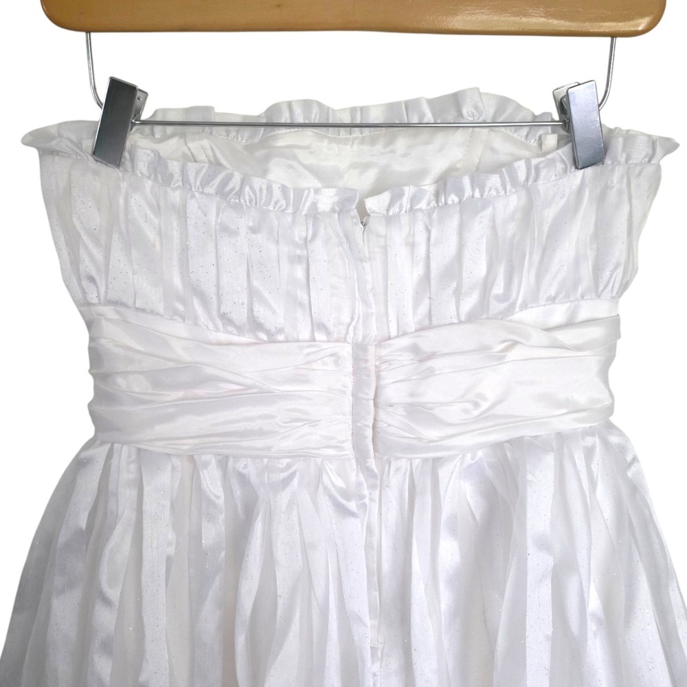 Y2K Betsey Johnson Evening 6 White Striped Organza Strapless Formal Mini Dress - Picture 7 of 10